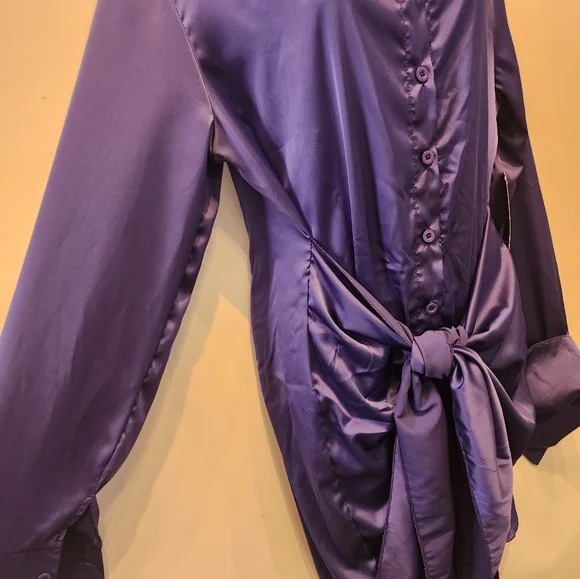 New Sexy Bodycon Wrap Dress Mini Clubbing Party Dress  Satin Size XL - Picture 7 of 10